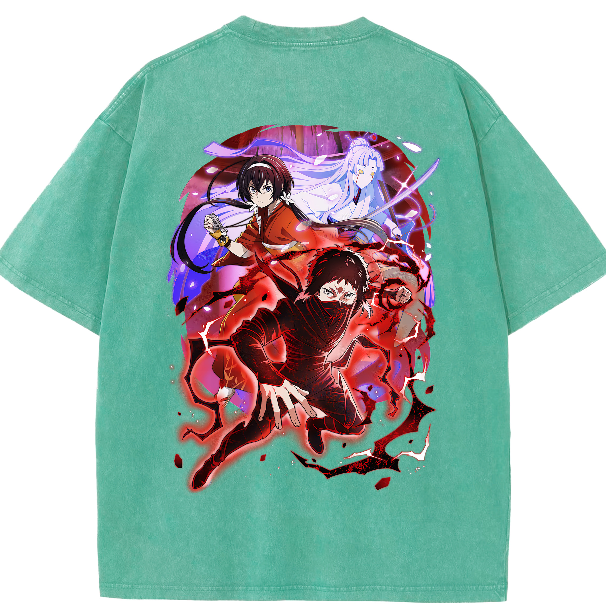 （画像用） 文豪ストレイドッグス Bungo Stray Dogs 綿100% ヴィンテージ風 半袖Tシャツ（背面プリント）